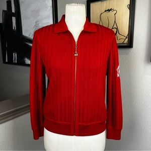 ST. JOHN sporty red zip-up sweater jacket